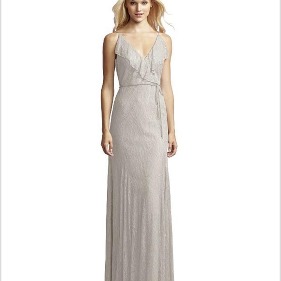 Jenny Yoo Oyster (Pearl-Colored) Florentine Lace Formal Gown Size 10 - Picture 2 of 8